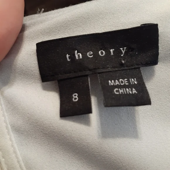 Theory Black Landain Slit Back Keyhole Wool Blend Dress Sz 8 - Picture 6 of 7